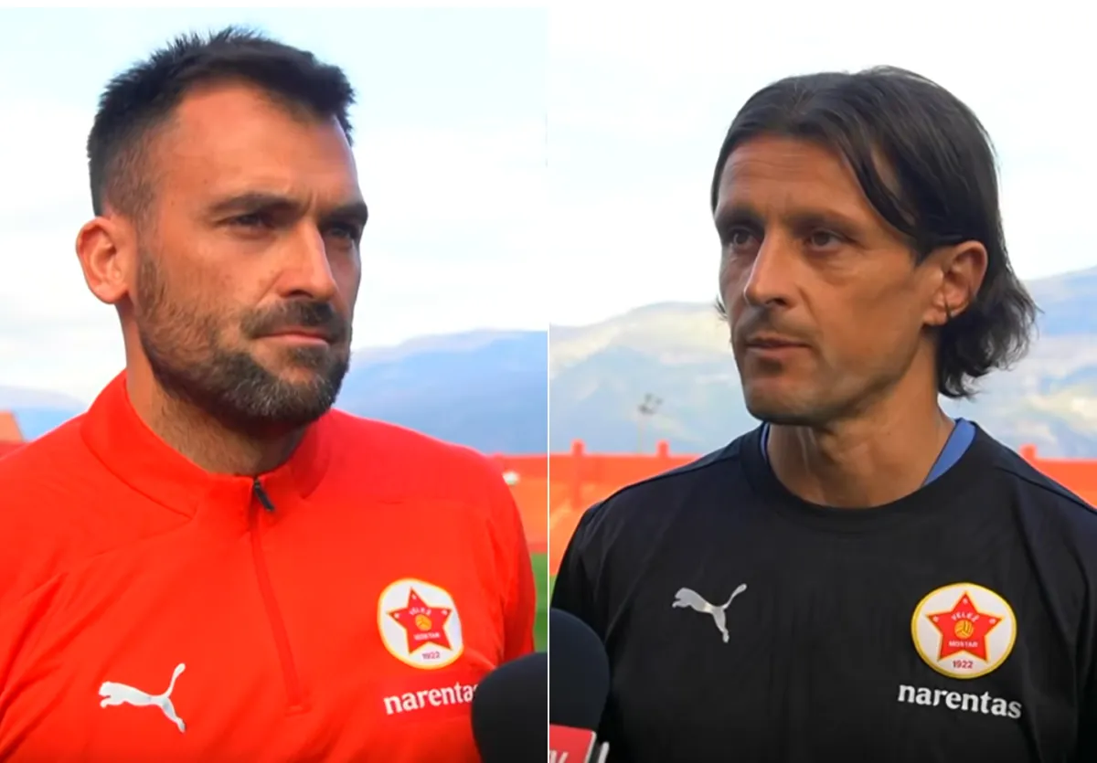 Trener Veleža Damir Milanović i kapiten Ante Hrkać pred utakmicu s Lirim