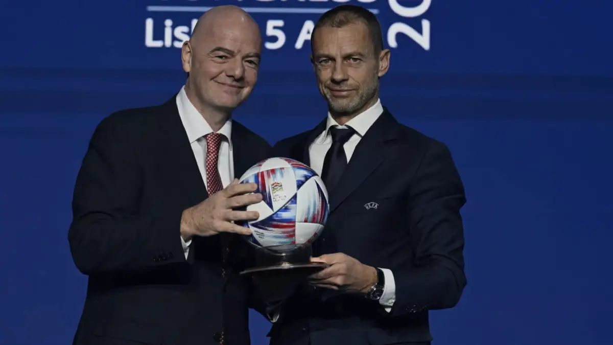 Gianni Infantino i Aleksander Čeferin na fudbalskom događaju