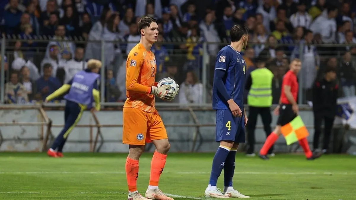 Salko Hamzić na debiju za reprezentaciju BiH protiv Švedske na Bilinom polju
